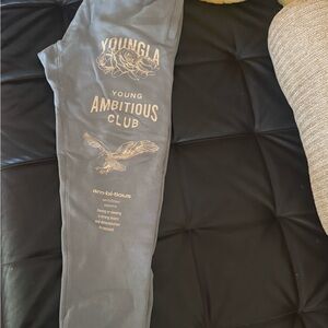 YoungLA Heather Gray Sweatpants with Floral Graphic